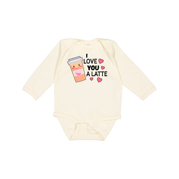 Inktastic I Love You a Latte with Coffee Cup Boys or Girls Long Sleeve Baby Bodysuit