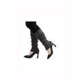 thumbnail image 3 of INSPIRE CHIC Women's Ruffled Cuff Over Knee Length Ribbed Knitted Leg Warmers Dark Gray, 3 of 6