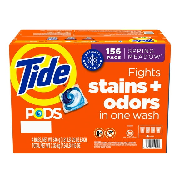 Tide PODS Laundry Detergent, HE Compatible, Spring Meadow, 156 Count