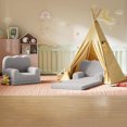 thumbnail image 3 of Danolapsi Kids Couch, 2-in-1 Convertible Teddy Fleece Fabric Toddler Sofa Chair, Soft Fold Out Couch Lounger for Kids, Comfy Children's Sofa Bed for Playroom, Nursery, Birthday Gift, 3 of 7