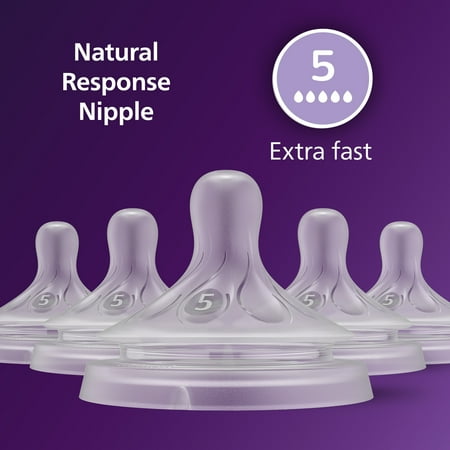 Philips Avent Natural Response Nipples, Extra Fast Flow (Flow 5), 5-Pack, SCY965/05