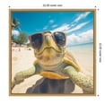 thumbnail image 5 of Kate and Laurel Sylvie Funny Animal Turtle Selfie Framed Canvas Wall Art by The Creative Bunch Studio, 22x22 Natural, Funny Cute Animal Art for Wall, 5 of 7