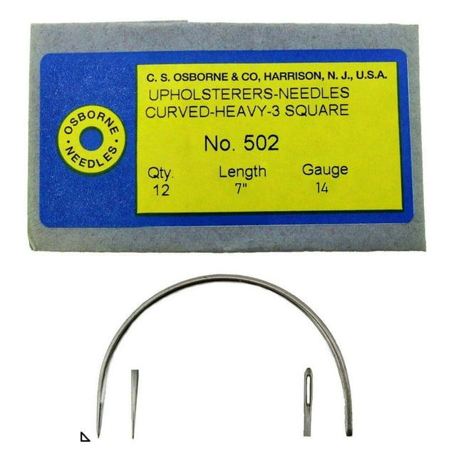 C.S. Osborne 12 Pk. Curved 3 Square Point Needles Heavy #502-7 (Size 7")