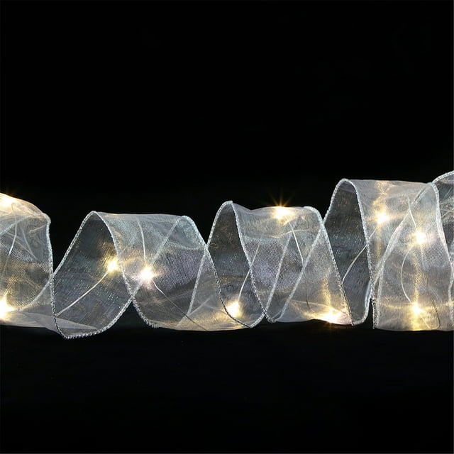 EGNMCR Bows & Ribbons, Ribbons for Crafts Christmas Decoration LED Lights Christmas Tree Ornaments DIY Lace String Lights light lamp