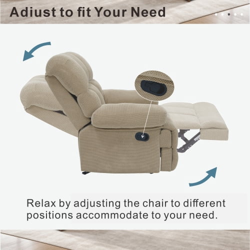 MOONMISS Modern Manual Rocker Recliner Chair, with nubby upholstery Fabric for Living Room,Beige