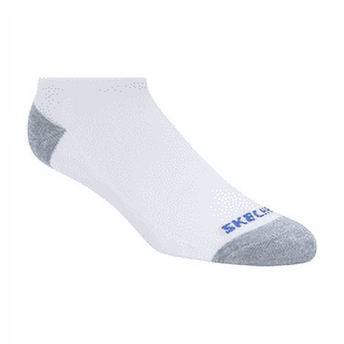 Skechers Kids Boys' 10 Pack 1/2 Terry No Show Socks, White/Blue, 9-11