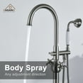 thumbnail image 6 of CASAINC Vintage 2-Handle Floor-Mount Buthtub Freestanding Roman Tub Faucet in Brushed Nickel, 6 of 9