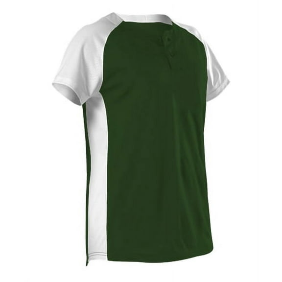 Alleson Athletic - Women's Two Button Fastpitch Jersey - Color - Dark Green/ White - Size - L