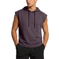 thumbnail image 2 of Mens 2026 Vintage Washed Sleeveless Hoodie Tank Top Cotton Muscle Workout Gym Streetwear Shirt Light Purple L, 2 of 8