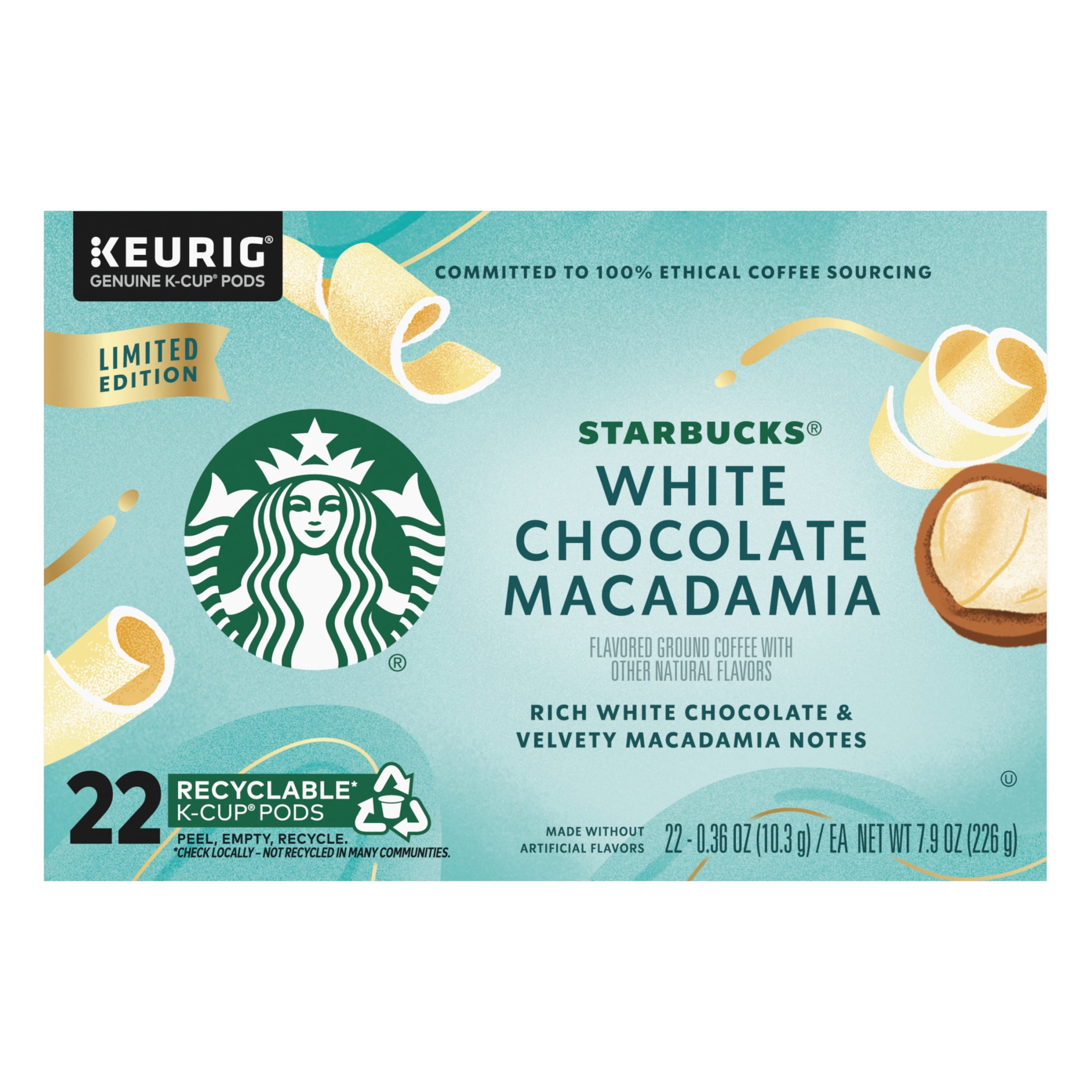 Starbucks White Chocolate Macadamia Flavored Coffee, Keurig K-Cup Coffee Pods, 100% Arabica, 22 Count