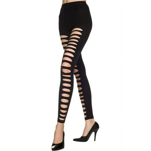 Music Legs Women's 35229-BLACK Big Hole Spandex Opaque Stirrup Thigh High Leggings, Black