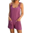 thumbnail image 2 of Njagoc3 Womens Solid Color Adjustable Strap Sleeveless Short Casual Summer Romper Simple Essential Jumpsuit, 2 of 6