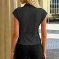 thumbnail image 5 of Women's Short Sleeve V Neck Top Blouse Shirt Fold Bandage Pullover Casual Daily Wear Loose Fit Solid Color Fashion Essential Gift for Women | Sopatenor,Black XL, 5 of 9