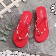 thumbnail image 5 of asdoklhq Women's Slippers,Women Summer Daisy Shoelace Flip Flops High Heel Platform Shoes Beach Shoes, 5 of 9