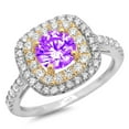 thumbnail image 2 of 1.615 ct Round Cut Natural Amethyst Halo Engagement Ring for Women in 18K White/Yellow Gold, 2 of 2