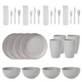 thumbnail image 1 of Nvzi 28pcs Wheat Straw Dinnerware Sets for 4 - Lightweight Unbreakable - Microwave Dishwasher Safe - Perfect for Picnic, Dorm,Camping Plates Cups and Bowls Set -Grey, 1 of 5