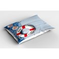 thumbnail image 2 of Ambesonne Ocean Pillow Sham 2 Pack, Fishing Net Wood Seashell, 30"x20", Dust Blue Red, 2 of 3