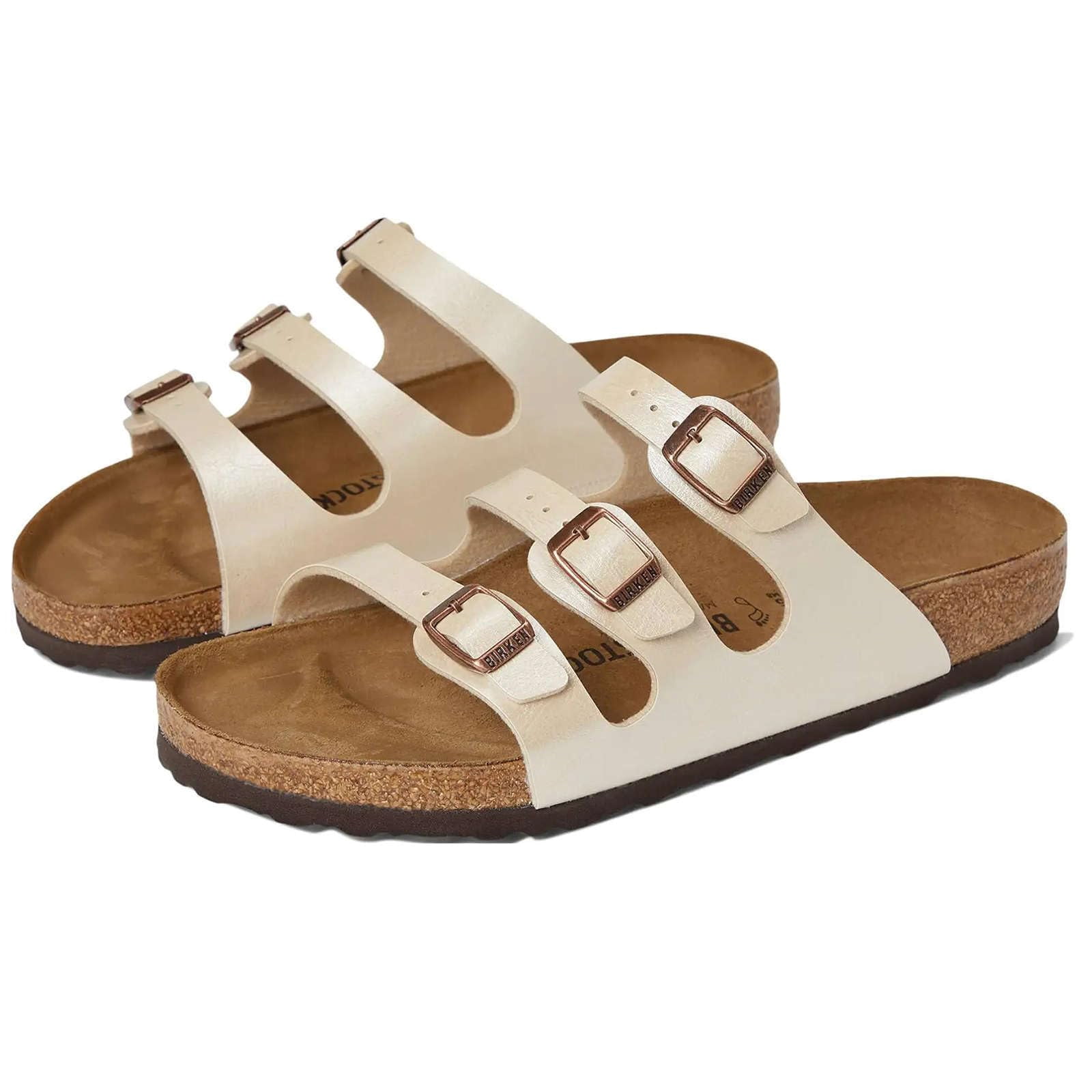 Birkenstock Unisex Florida BS Birko-Flor Graceful Pearl White Sandals 7 W / 5 M US