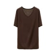 thumbnail image 2 of MORESEC Women Plus Size V Neck Short Sleeve T-Shirt Casual Loose Fit Tee Shirt Solid Color Tops Everyday Comfort Wear Summer Fashion Clothes, Coffee XL, 2 of 5