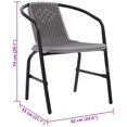 thumbnail image 2 of vidaXL Garden Chairs 2 pcs Plastic Rattan and Steel 110 kg, 2 of 6