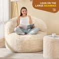 thumbnail image 4 of Hobestluk Big Bean Bag Chairs for Adults Giant Bean Bag Chair with Foam Filler Large Beanbags with Stuffed Back Lazy Sofa, White-Standard, 4 of 8