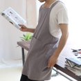 thumbnail image 3 of Kitchen Cooking Aprons Linen Cross Back for Men with Pockets for Baking Painting Gardening Cleaning Gray, 3 of 5