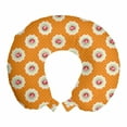 thumbnail image 1 of Floral Travel Pillow Neck Rest, Repeated Rose Flowers in Vintage Design Motifs on Polka Dotted Background, Memory Foam Traveling Accessory Airplane and Car, 12", Orange and Multicolor, by Ambesonne, 1 of 2
