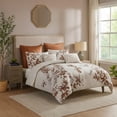 thumbnail image 6 of Benjara Jenya 5pc Queen Size Comforter Set with Shams- Floral Print White, 6 of 8