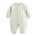thumbnail image 2 of XIMIN Newborn Baby Cotton Onesie, Cute Bear Patched Casual Long Sleeve Bodysuit, Toddler & Infant Boy's Girl's Comfortable Clothing ﻿, 2 of 8