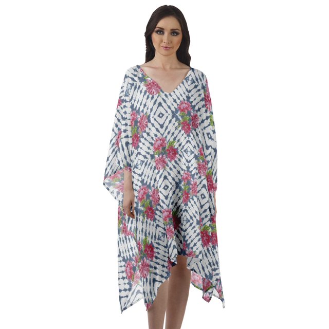 Moomaya Caftan en Georgette pour Femmes, Tenue d'Intérieur de Vacances, Robe Midi, Couvre-Maillot de Plage