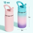 thumbnail image 3 of Daluvenix 12oz Insulated Kids Water Bottle with Straw and Carry Handle, Leak-Proof BPA-Free Stainless Steel Bottle, Three-colour, 3 of 10