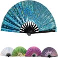 thumbnail image 1 of EIMELI Line Dance Popping Fan  Pop Line Dance Handheld Folding Fan with Loud Clappers  Rave Snap Clack Popping Fans  Large Metal Fans  Chinese & Japanese Style Boots on The Ground, 1 of 7