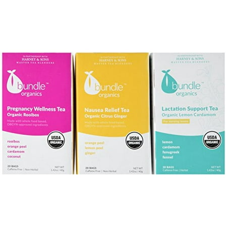 Bundle Organics Pregnancy and Lactation Tea Variety Pack, Caffeine Free, 3 Count