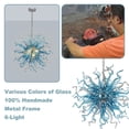 thumbnail image 6 of Longree Modern Adjustable Height 6-Light LED Chandelier, Blue Blown Glass Pendant Lights-28"Dia, 6 of 9