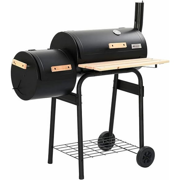 Asador para Carbón Bluelander de Acero Inoxidable con Llantas Transportadoras, Termómetro, Portátil