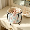 thumbnail image 7 of Hyknon Quilted Storage Basket, Cute Dots Cherry Roses Heart Prints Decorative Storage Boxs with Bow, Boho Car Organizer Bin, Round /Square Makeup Storage Basket for Women Bedroom Vanity Closet Home, 7 of 7