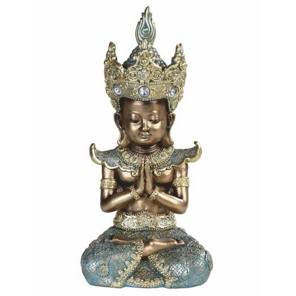 FC Design 10.5"H Thai Buddha Praying in Gold and Silver Statue Feng Shui Decoration Religious Figurine