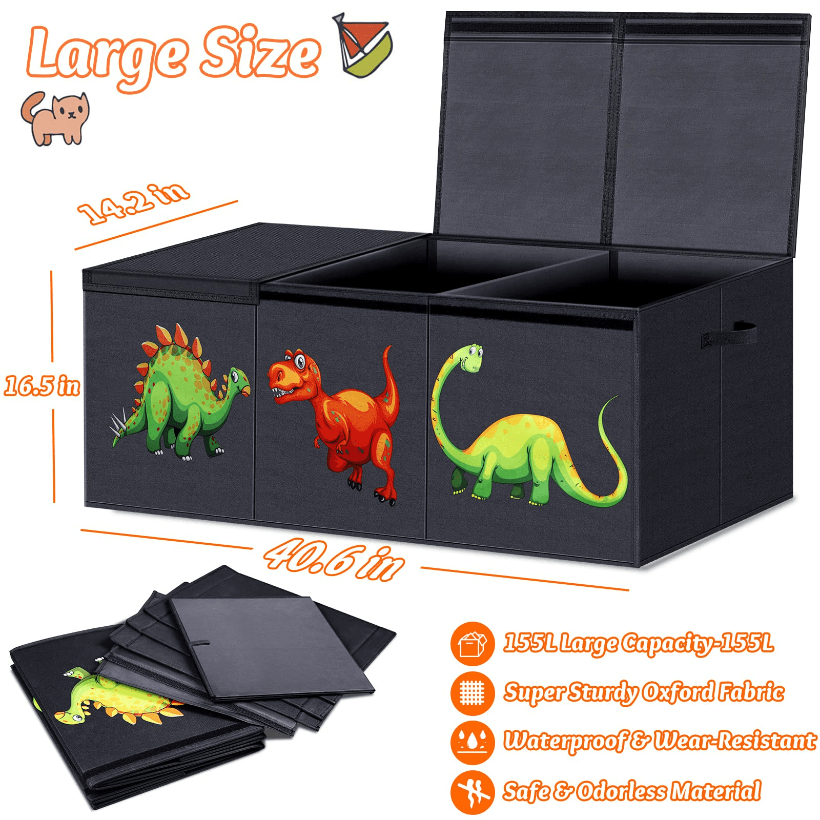 Toy Storage Chest, Large Kids Toy Box Chest Storage with Lids,40.6X16.5X14.2"Toy Storage Organizer,Collapsible Sturdy Storage Bins Organizer for Nursery Room, Playroom,Closet,Home Organization,School