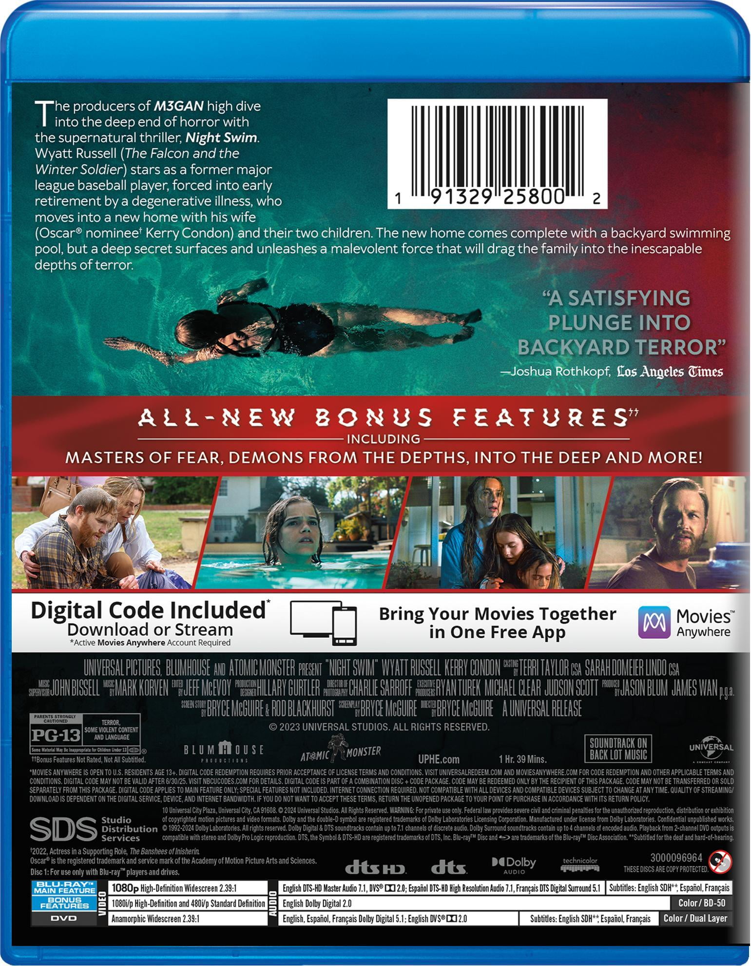 Night Swim (2024), Blu-ray DVD Digital Copy, Horror, Wyatt Russell