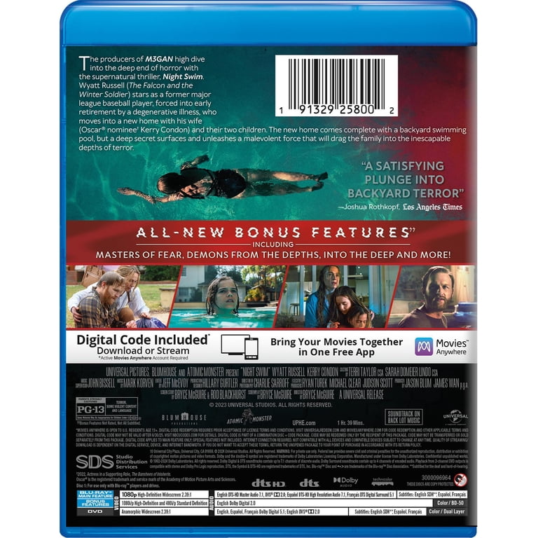 Night Swim (2024), Blu-ray DVD Digital Copy, Horror, Wyatt Russell