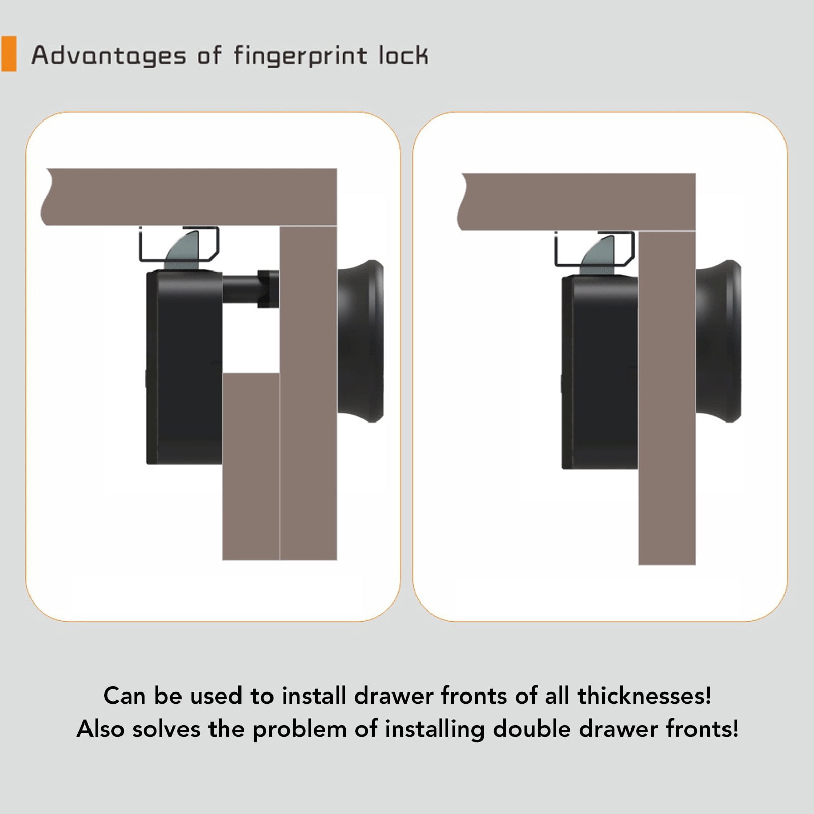 BIMZUC Keyless Cabinet Lock Fingerprint Password Smart Drawer Lock for Wardrobe Theft Prevention Digital Security Electronic File Cabinet Lock with Card and Emergency Power Interface (13 in / 33 cm)