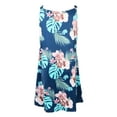 thumbnail image 3 of WISEFIN Women Floral Print Beach Dress Wide Straps Round Neck Pleated Casual Mini Dress, 3 of 4