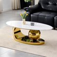 thumbnail image 5 of MIKIBAMA Modern Oval Faux Marble Coffee Table for Living Room, 5 of 10