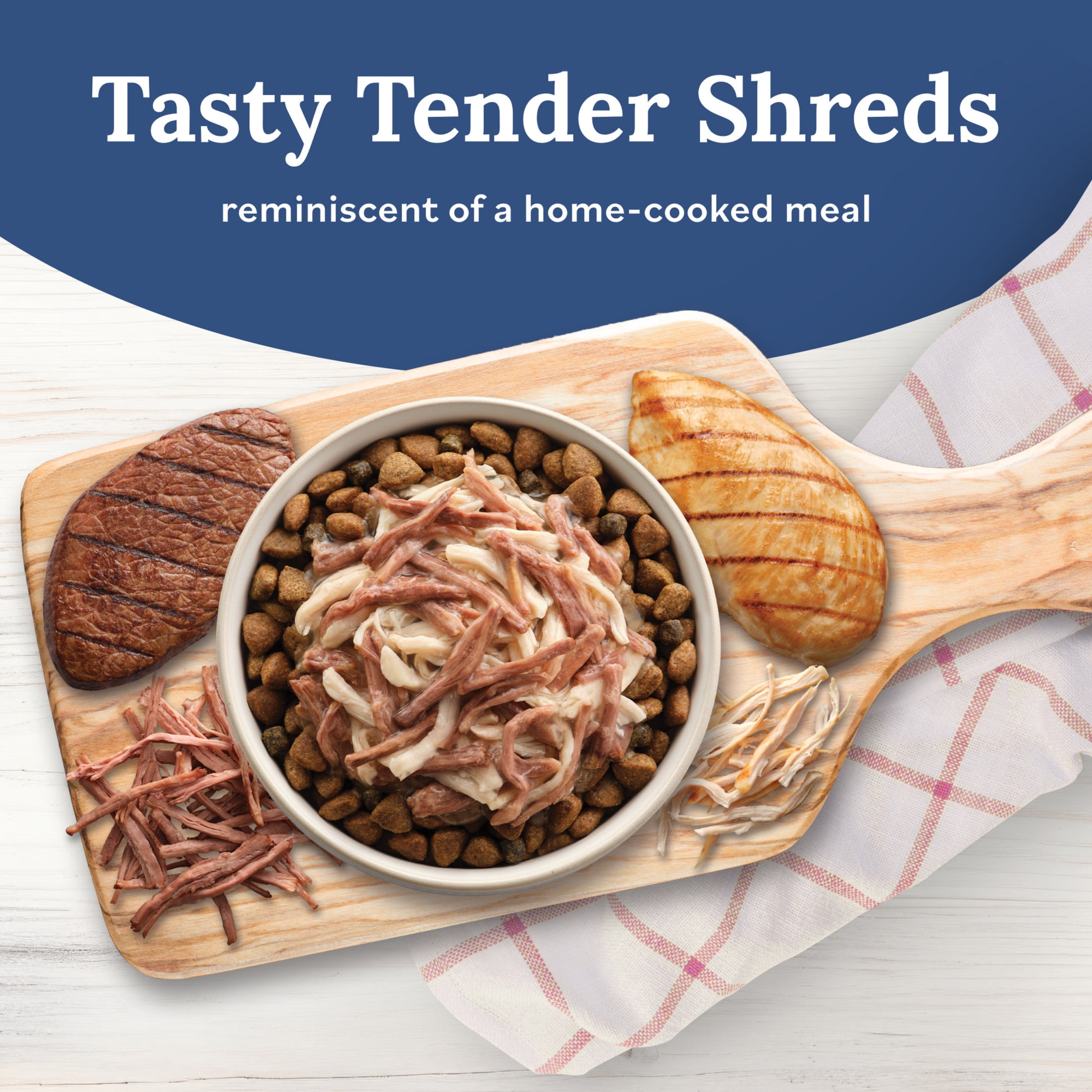 (24 pack) Blue Buffalo Tender Shreds Toppers, Dog Food, Beef & Chicken, 2.5oz. Pouch