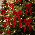 thumbnail image 6 of 16pcs Velvet Christmas Bow with Metallic Ribbon – Hanging Bow for Tree, Wreath, Gift Wrapping and Xmas Decoration, 5.1 x 10.2 Inch, 6 of 6