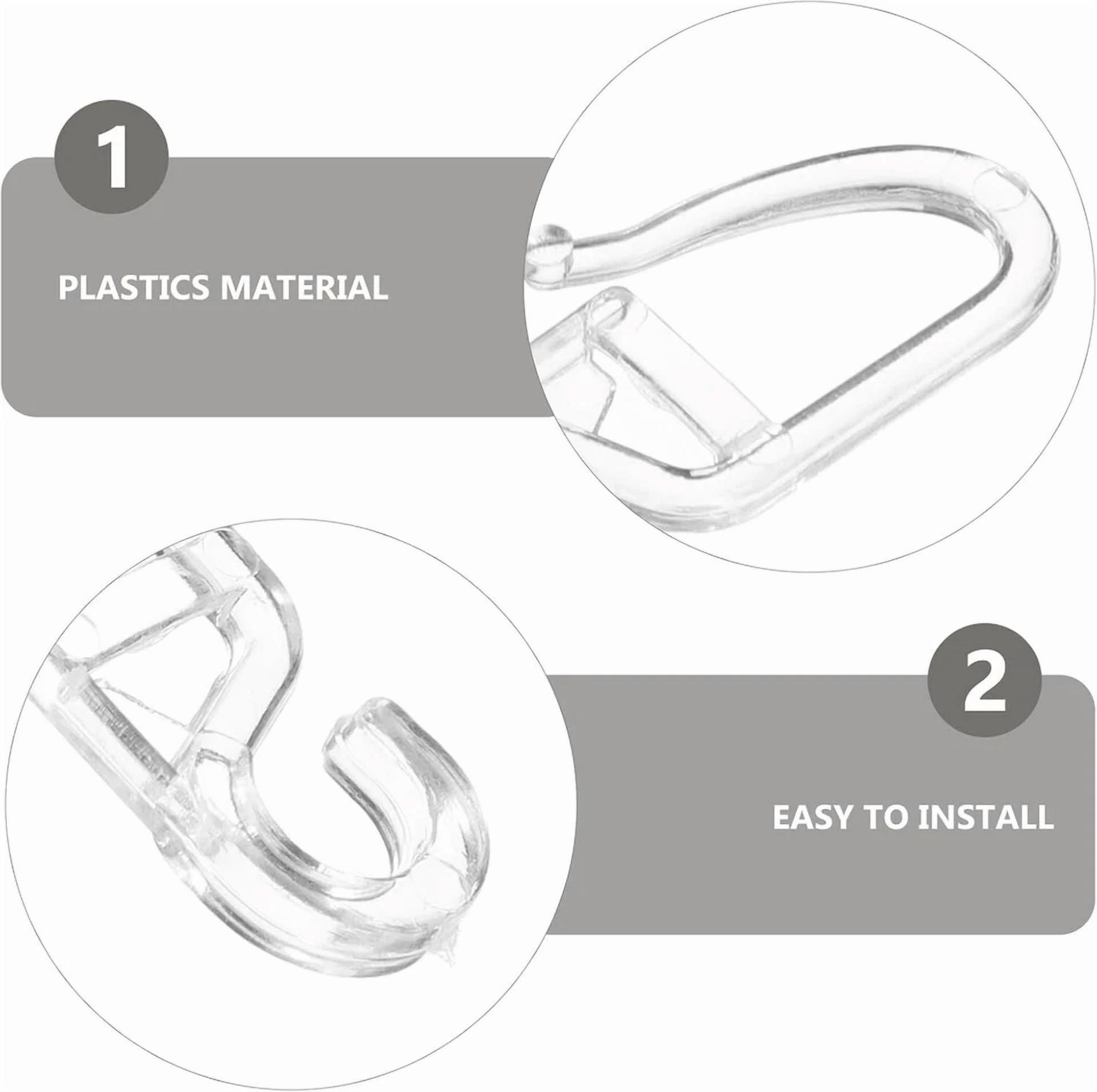 FLINT- 10Pcs Clear Plastic Shower Curtain Hooks Adjustable Pinch Pleat Drapery Rings