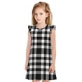 thumbnail image 1 of Balery White And Black Plaid Camisón de princesa para niñas, pijama de algodón con mangas abullonadas, suave y bonito.-X-Large, 1 of 6