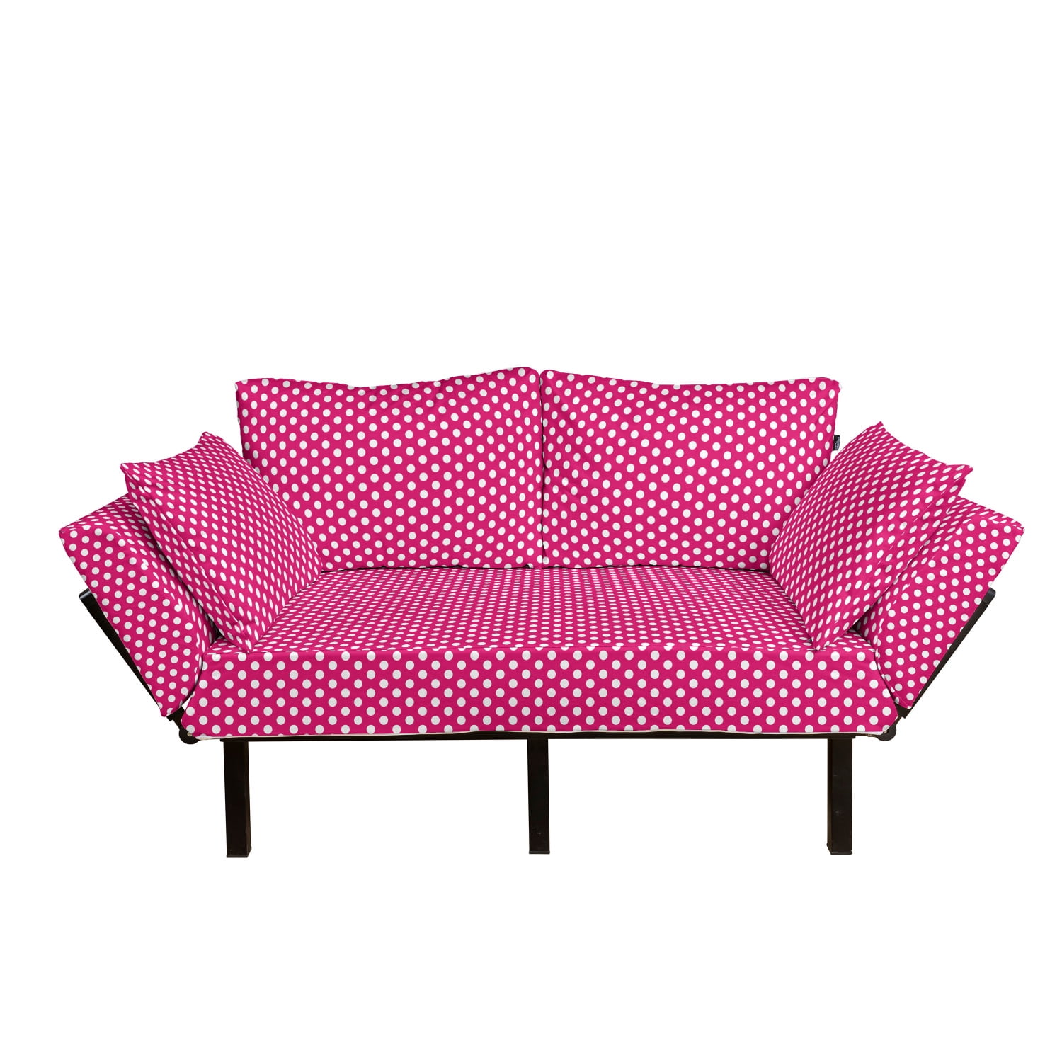 Pink Polka Dots Futon Couch, Bold and Girly Tone with White Blots