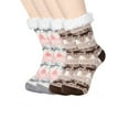 thumbnail image 6 of Slipper Socks, Winter Ladies Non Slip Fleece Lined Slipper Socks, Soft Cozy Cotton Knitted Sock for Women Girls Christmas Gift, White&Brown/2Pairs, 6 of 8