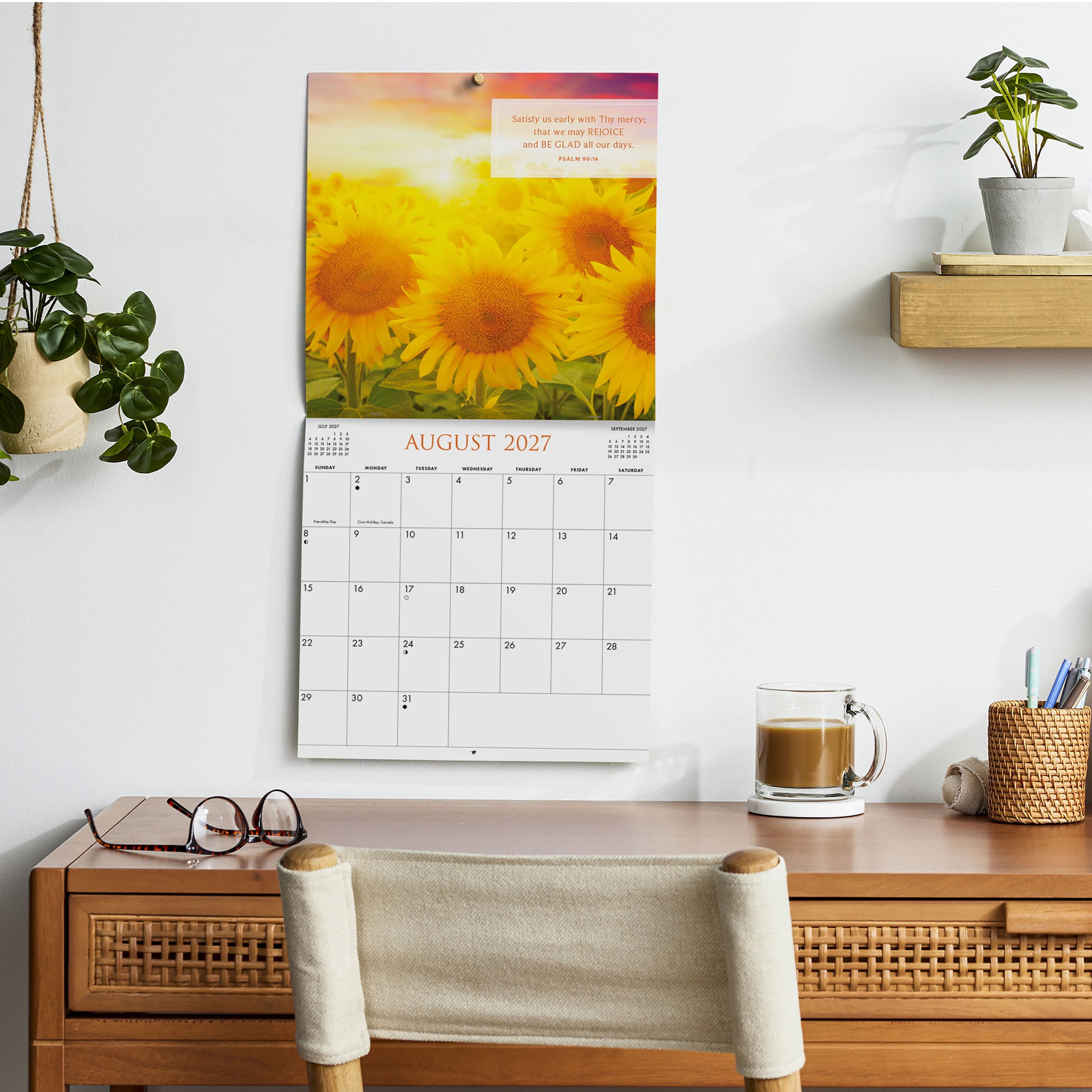 2027 Bible Verses KJV Hanging Wall Calendar 12x12 January-December Gridded